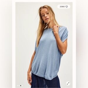 New Free People Geneva Pullover Sleeveless Mineral Mist Blue Wool Blend XS